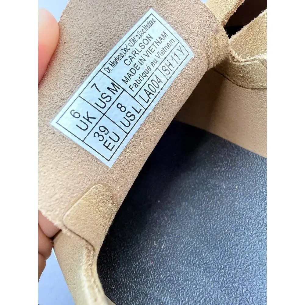 Dr. Martens Carlson‎ Womens Sz 8 Suede Slingback Mules Savannah Tan Chunky Clogs